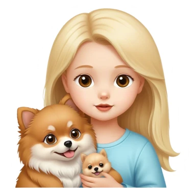 Baby girl and Pomeranian dog  sticker