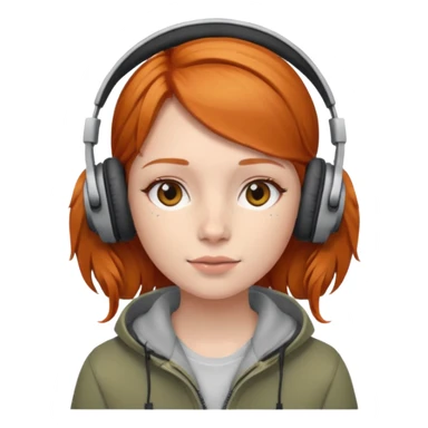 Girl with ginger hair with headphones on sticker