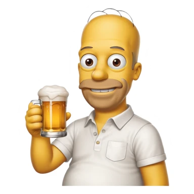 homer simpson smiling with a beer wearing white shirt sticker