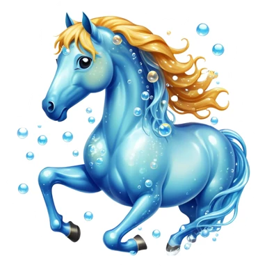 A magical horse made entirely of transparent bubbles and water, with a flowing mane of small bubbles sticker