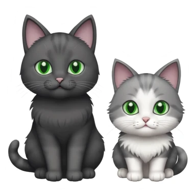 2 different coloured grey cats including one dark grey and white cat and one completely solid dark grey cat with green eyes and only white paws sticker