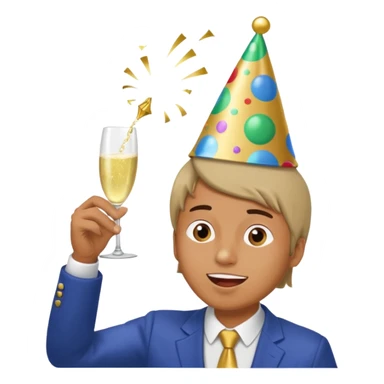 An energetic man throws his head back, drinking champagne loudly as the New Year begins. sticker