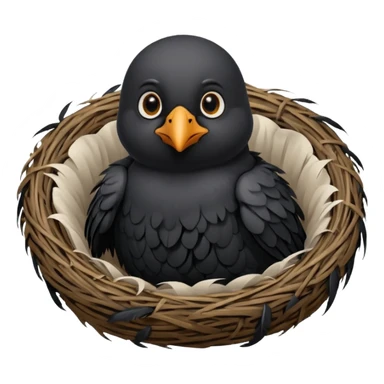 baby crow in nest sticker