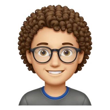 Niño con lentes de piel blanca y pelo rizado sonriente sticker