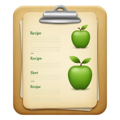 Small icon emoji of recipe sheet, minimum details, green #36a767 main color sticker