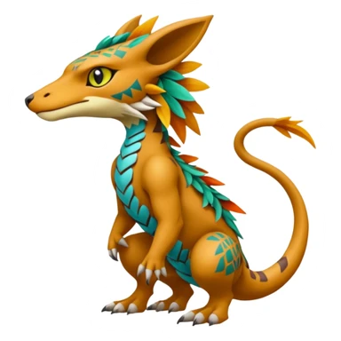 colorful lush tribal exotic patterned beautiful elegant pretty realistic Fakémon-Digimon-Fionbri-Trico-creature (full body) sticker