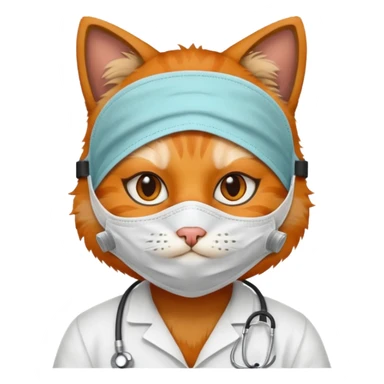 doctor cat, dust mask sticker