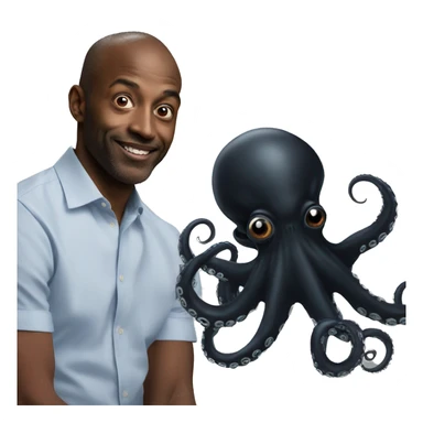Black Alien Octopus next to a man sticker