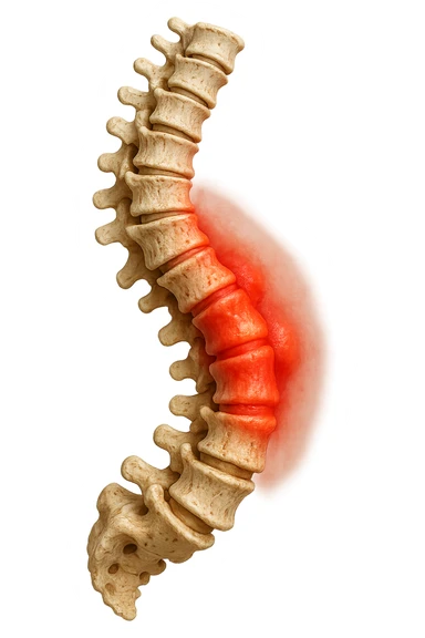 spina dorsale infiammata e storta, scoliosi, iperrealistico 4k sticker