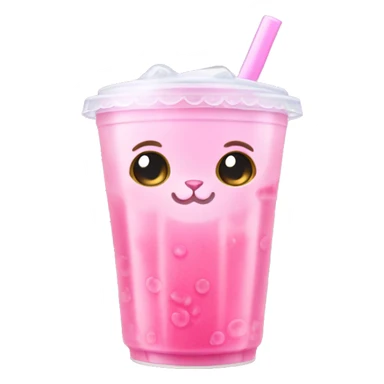 Pink cat Drink bubble tea sticker