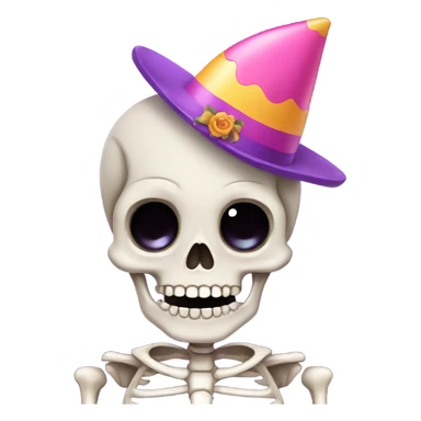 Cute Skeleton wearing birthday hat  sticker