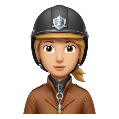 horse rider portrait, head and shoulders only, wearing riding helmet, leather jacket collar, confident expression, subtle horse tack strap visible, 3D cartoon, mobile game icon style, clean background, no text, no watermark
 sticker