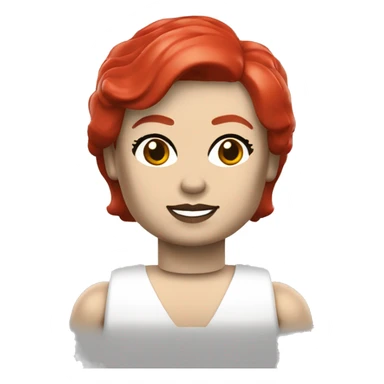 Lego minifig girl white skin red short hair sticker