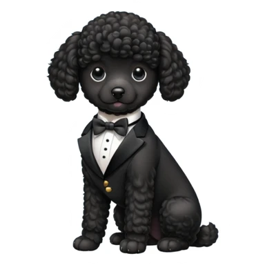Black poodle puppy in a tux sticker