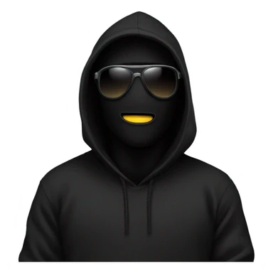 guy wearing black hoodie with black storm mask, blac sunglasses  sticker
