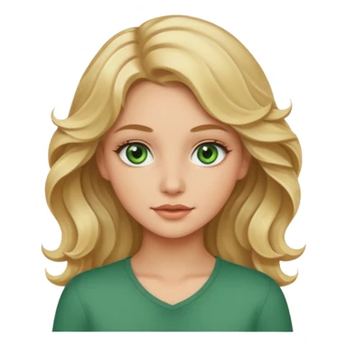 Pretty girl with wavy blonde hair, beige skin, and green eyes. sticker