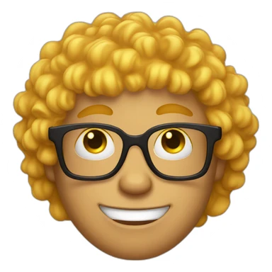 a silly boy with black eyeglasses and curly yellow hair on top sticker