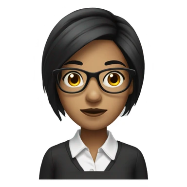 long black hair girl white with glasses sticker