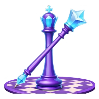 Create a small, visually appealing icon of a magic wand (chess wand style) to represent creativity and artistic design. Use a clean, modern look with glowing accents in purple and blue shades.
 sticker