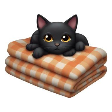 Cute black cat laying on a blanket sticker