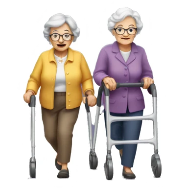Two grannys walking frame sticker