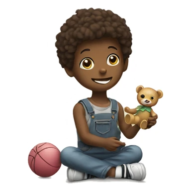 boy playing with doll sticker