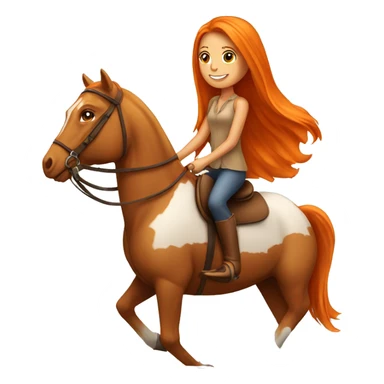 Tan girl with long orange hair riding a horse sticker