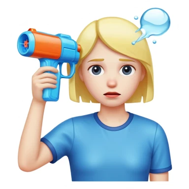 sad face with water gun to head sticker