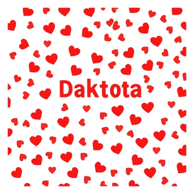 The word Dakota exploding with hearts sticker