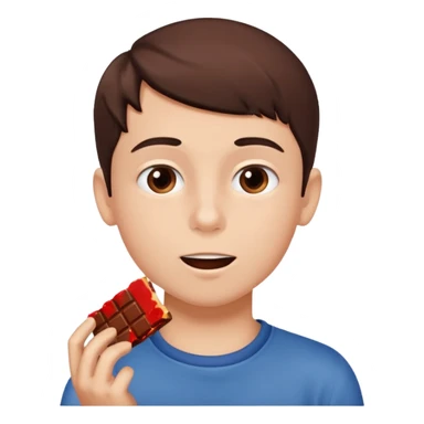 boy eating chocolate sticker