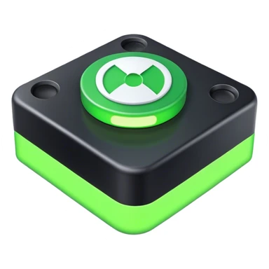 Clash of Clans aesthetic: Cinematic Playful Xbox Power Button Portrait Emoji, rendered in a 3D vector-style similar to standard emojis with minimal shading and bold, simplified shapes. A compact, distinct form with signature details, softly glowing with a modern gaming energy charm. Simplified yet unmistakably iconic, highly detailed and consistent, glowing with a soft radiance and high shine. Stylized with a touch of next-gen innovation and a soft glowing outline, capturing the essence of a beloved gaming relic with a friendly, playful manner! sticker