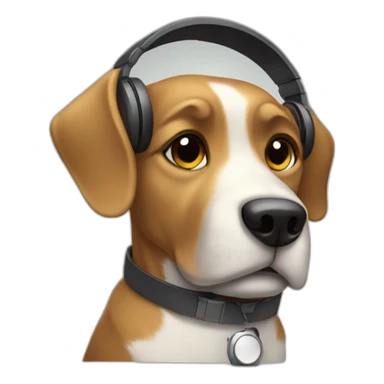 Dog listens to music with headphones sticker