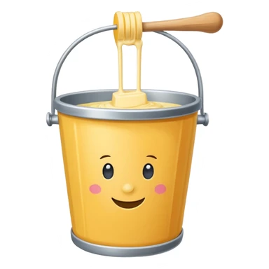 Create a butter churn bucket with stick showing  sticker