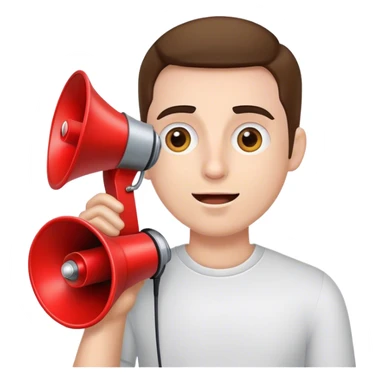 man with loudspeaker sticker