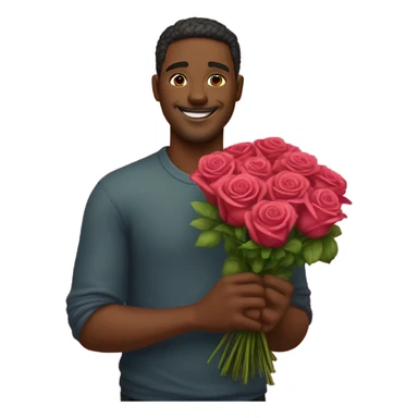 smiling man holding roses sticker