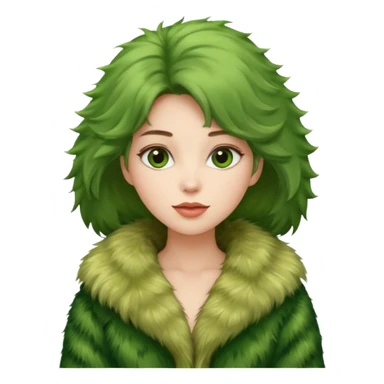 female in green fur coat sticker