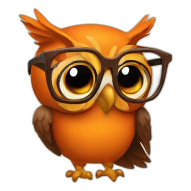 an orange and brown owl with glasses sticker
