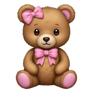 A teddy bear with a pink bow sticker