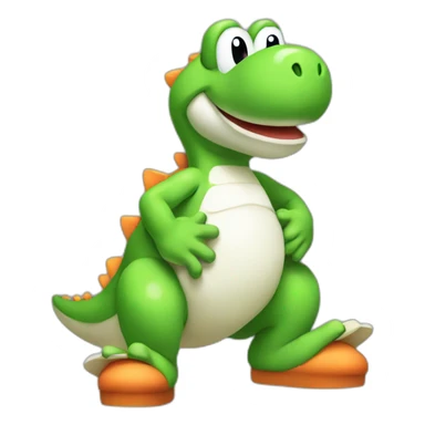 YOSHI sitting with shoes on sticker