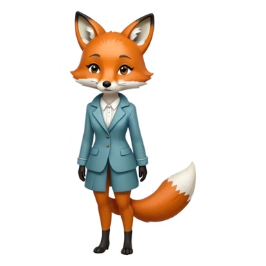 extremely sad crying anthropomorphised female fox in stylish outfit, no sunglasses, looking to the left, poor posture, full-body view sticker