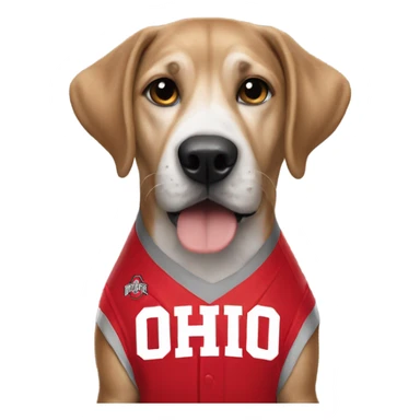 dog wearing ohio state jersey  sticker