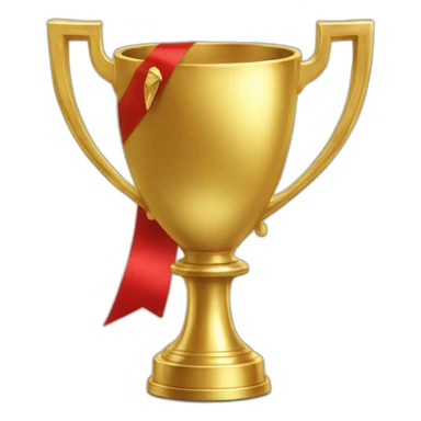 golden football cup with two red ribbons sticker