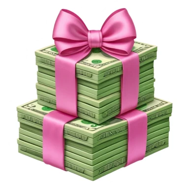 Stack of money tied with pink bow  sticker