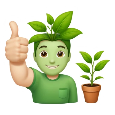 thumbs up gesture with a green thumb, gardening concept sticker