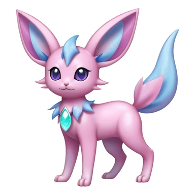 Shiny Cool Sparkly Cute Ethereal Espeon-Sylveon-Nidorino-Fakemon-hybrid-fusion- full body sticker