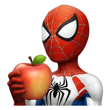 spiderman eating apple sticker