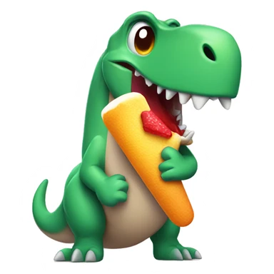 Dinosaur eating popsicle sticker