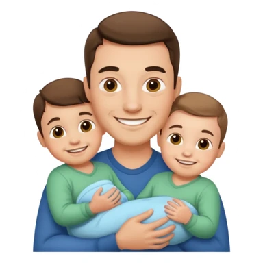 man with three babies sticker