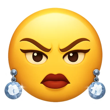 slay emoji, sparkling earrings, fierce and fashionable sticker
