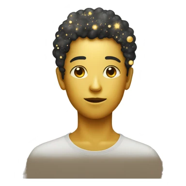 Person wearing t shirt filled with golden galaxies sticker